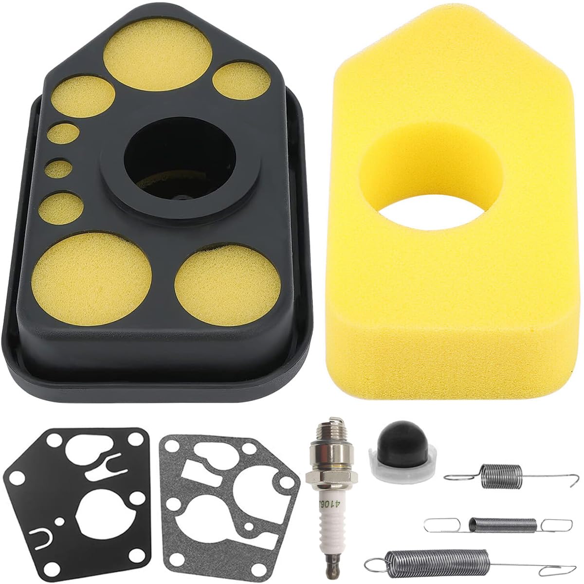 ZAMDOE 698369 Air Filter 698472 Filter Cover for Briggs Stratton 3.5-4.5 HP Classic Sprint Quattro Engine 698369 30-919 493492 497628 with Spark Plug Gasket Carburetor Diaphragm Governor Spring