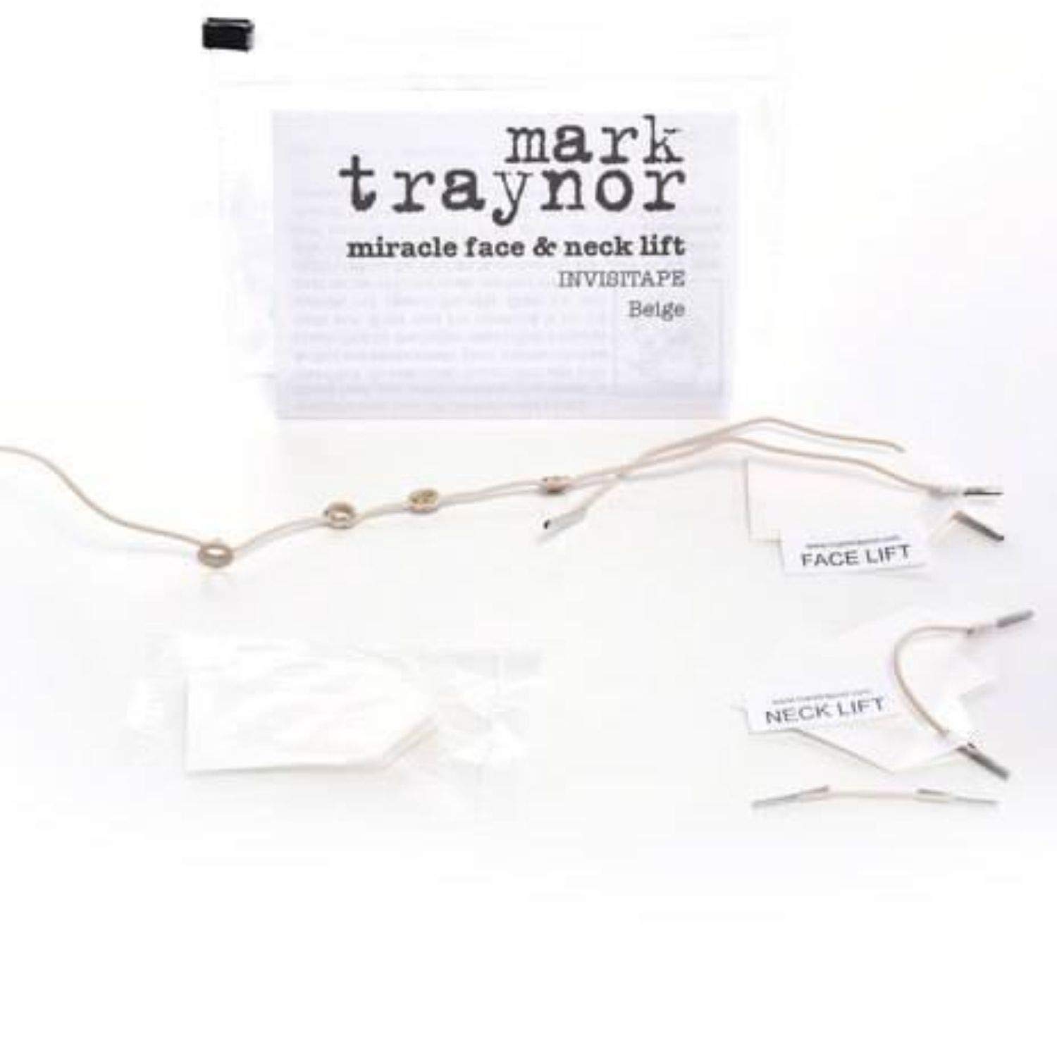 Mark Traynor Miracle Face & Neck Lift Kit — Hollywood's Non-Surgical Facelift Secret Since 1969 | Instantly Lifts Eyes, Jawline & Neck | 12 Invisitapes, Face & Neck Band | Beige or Brown