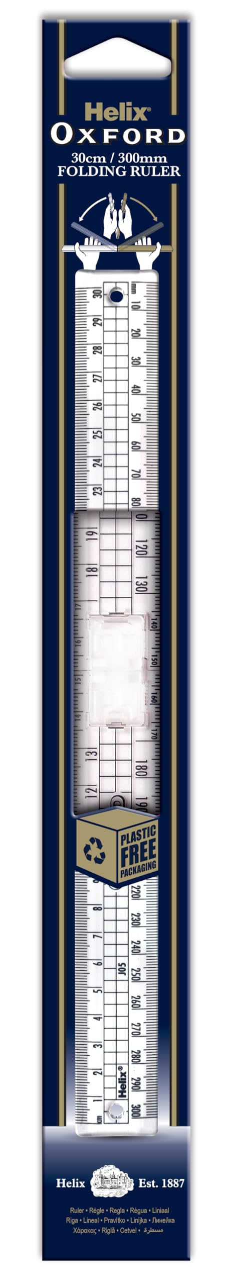 Helix Oxford 30cm Folding Ruler, Oxford Blue