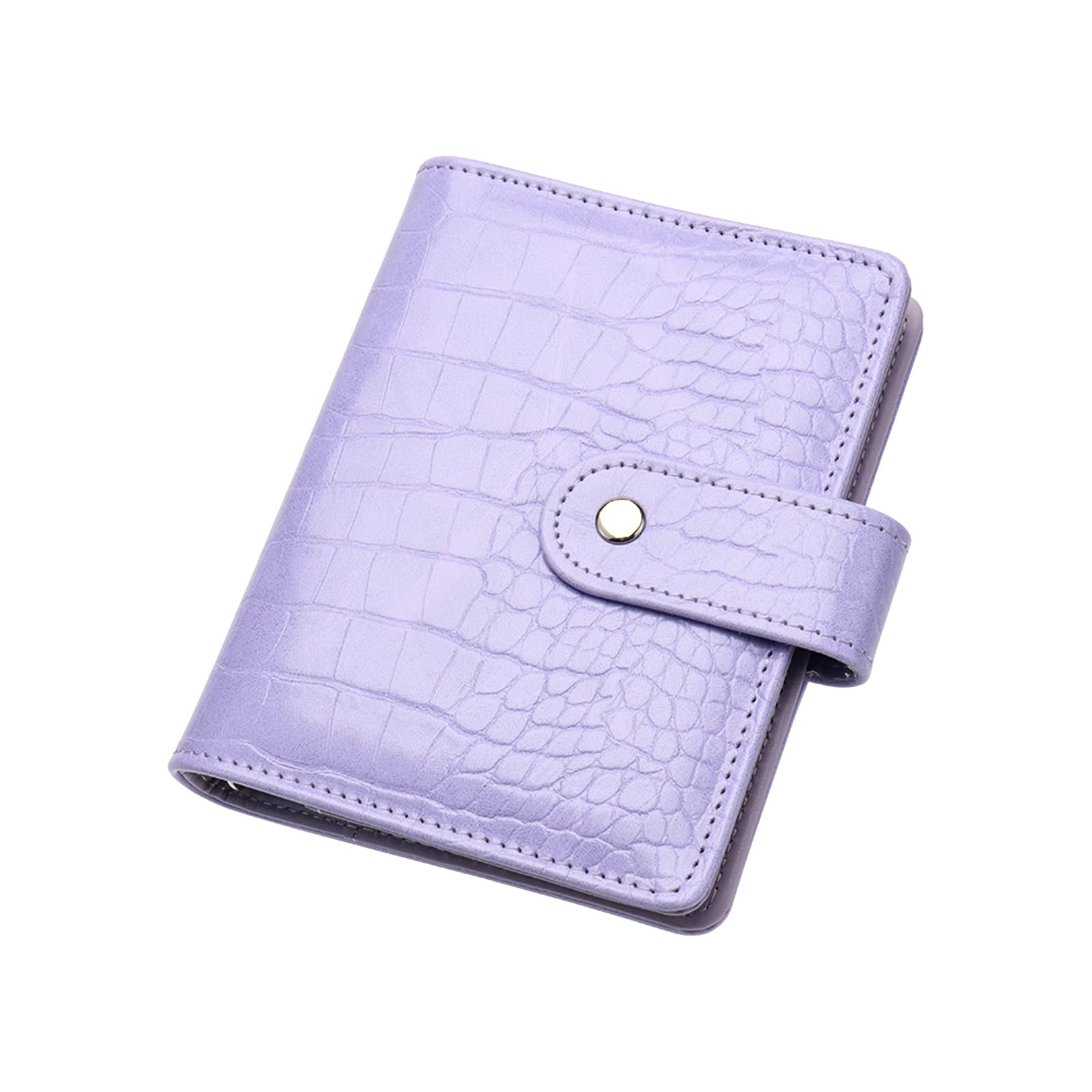 NatSumeBasics Purple A7 Binder Wallet Cash Envelopes Crocodile Pattern Faux Leather Budget Binder Notebook Cover 6 Rings Folders for Organizer Traveller Journal (Purple)