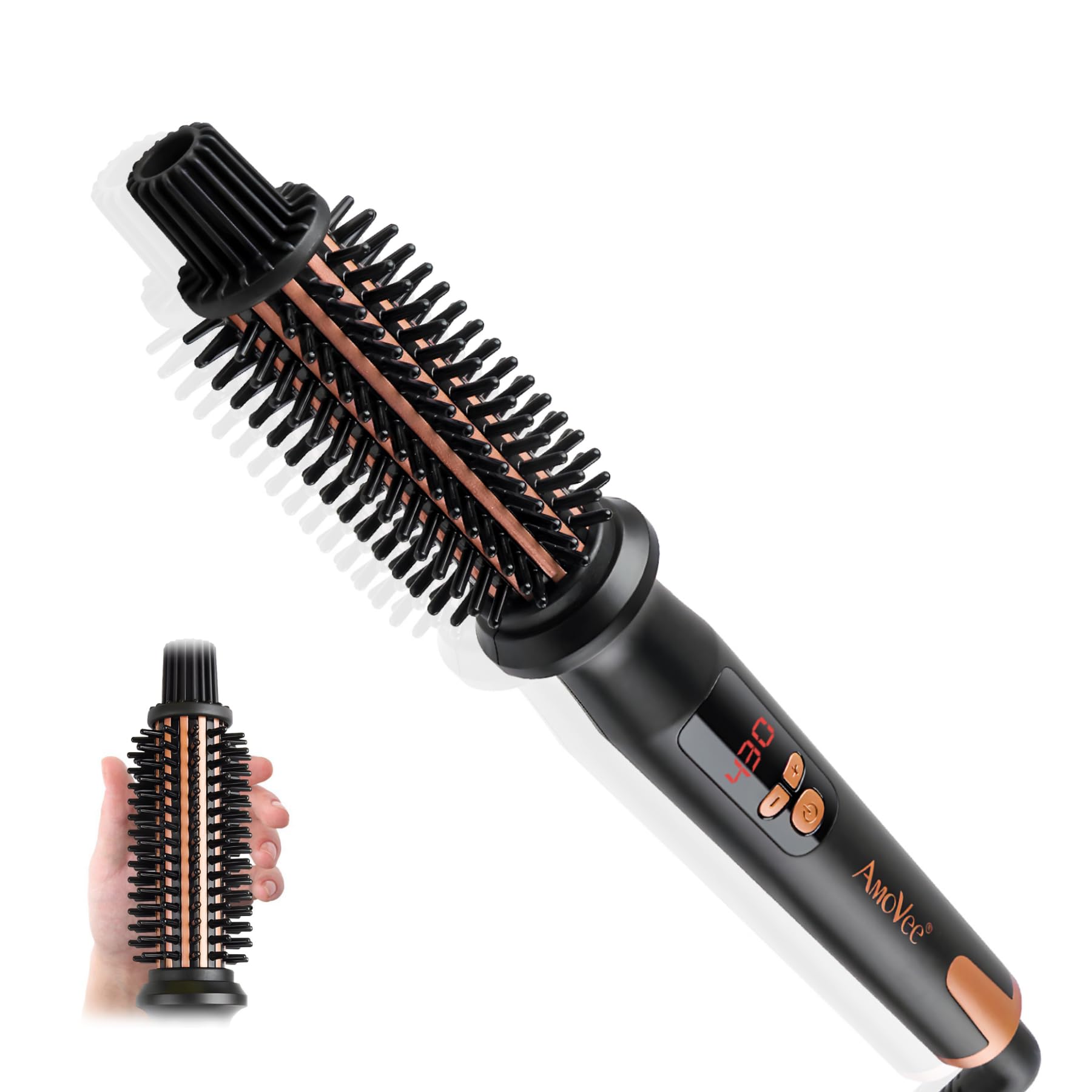 Photo 1 of Curling Iron Brush, Ceramic Tourmaline Ionic Hair Curling Wand, Curling Brush with Barrel & Anti-Scald Bristles for All Hair Types