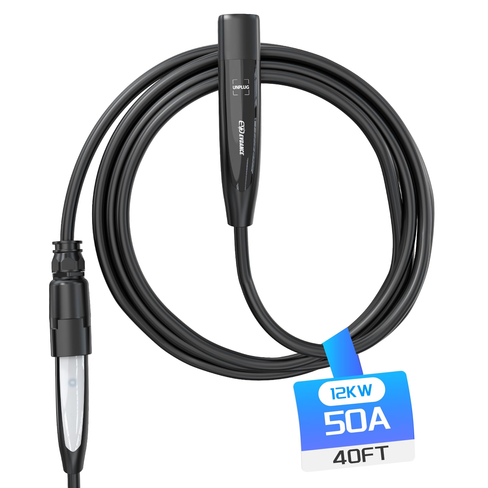 View 1 of **HAS BEEN USED ITS NOT NEW!!!!!!!!!!!!!!40FT Extension Cord for Tesla, Up to 12KW 50A 240V, NACS Plug, Compatible with Tesla Wall/Destination Connector, EVDANCE EV Charger(not for Tesla Gen 1/Gen 2 Mobile Connectors, Tesla Superchargers)