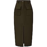 KIRUNDO Midi Skirts for Women Spring Summer High Waisted Cargo Trendy Pencil Slit Dressy Casual Business Work Long Skirt