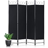Dopinmin Room Divider &amp; Folding Privacy Screens,Wall Divider for Room Black | Folding Privacy Screen 4 Panels Portable Partition Small Room Dividers for Home Office Room Separation