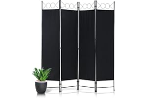 DOPINMIN Room Divider,Folding Privacy Screen 4 Panels Portable Wall Divider Partition Room Dividers for Home Office Room Separation,Black