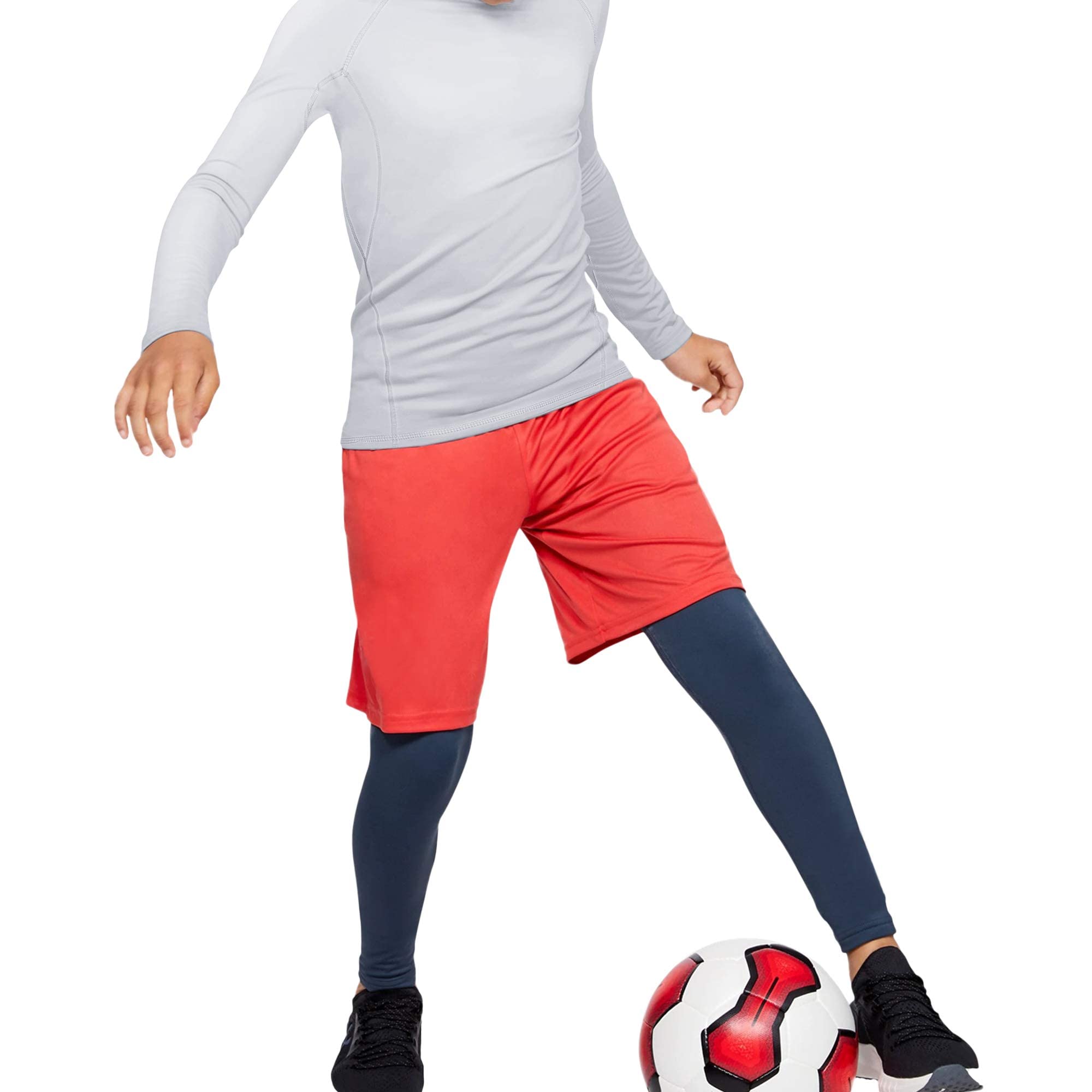 TELALEO 4, 3, 2, 5/1 Pack Boys' Girls' Compression Shirts Youth Long Sleeve Undershirt Sports Moisture Wicking Baselayer