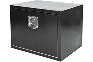 confote 24 Inch Black Steel Tool Box Pick Up Truck Bed Underbody Storage Organizer with T-Handle Latch and Keys 24x18x18''