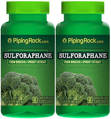 Piping Rock Sulforaphane From Broccoli Sprout Extract 2 Bottles x 90 Quick Release Capsules Dietary Supplement