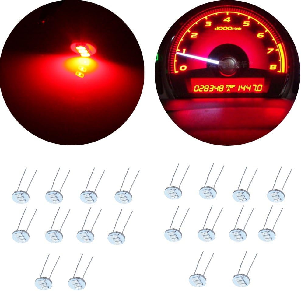 ECCPP 4.7MM Mini Bulbs with 3Pcs LED Chips for Gauge Cluster Instrument Panel Dash Backlight Bulbs,20Pcs Red