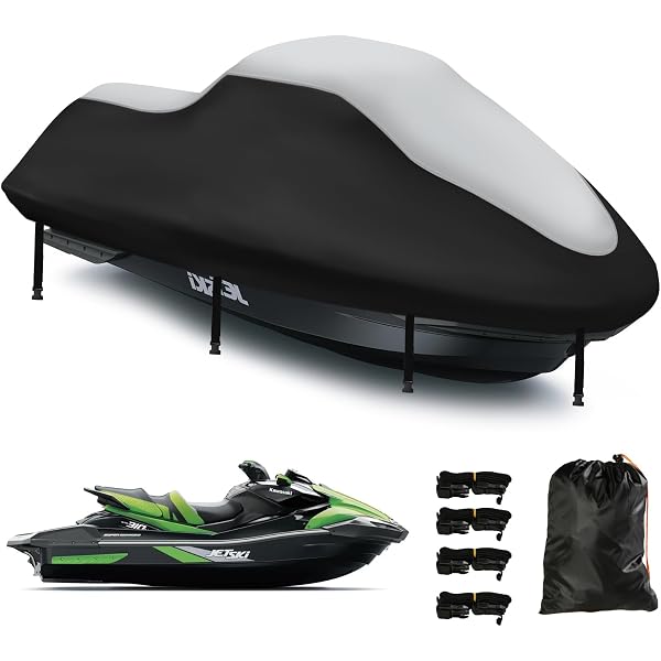 Heavy-Duty Waterproof Jet Ski Cover For Kawasaki STX-12F (2003-2008) - Blue/Black 600D Marine Grade