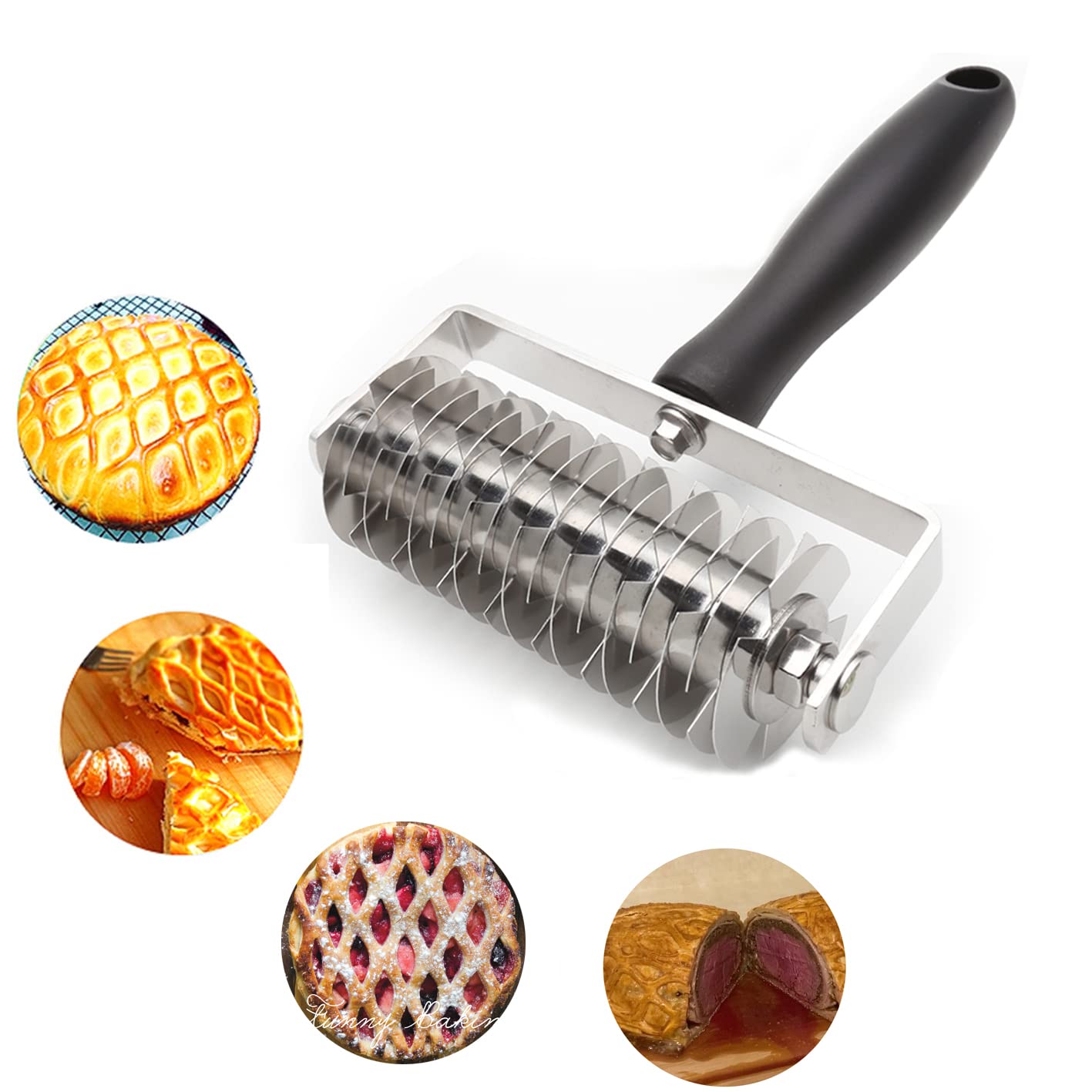 EVNSIX Lattice Cutter, Stainless Steel Professional Dought Cookie Pie Pizza Bread Pastry Lattice Top Roller Crust Cutter