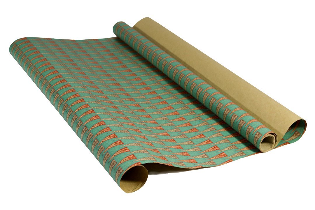 Printed Christmas Kraft Wrapping Paper Set (Reindeer-Bulbs-Trees on Brown Kraft)