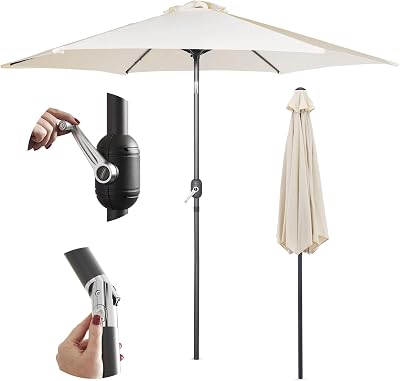 VonHaus Parasol 2.7M Garden Patio Umbrella with Tilt Hand Crank UV30+