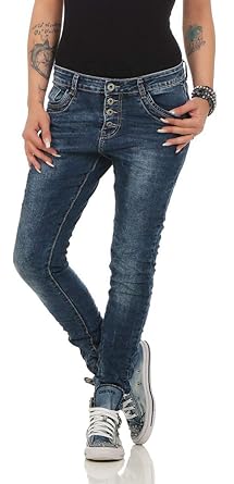 Lexxury 10118 Knackige Damen Jeans Röhrenjeans Hose Boyfriend Style Damenjeans Streetstyle