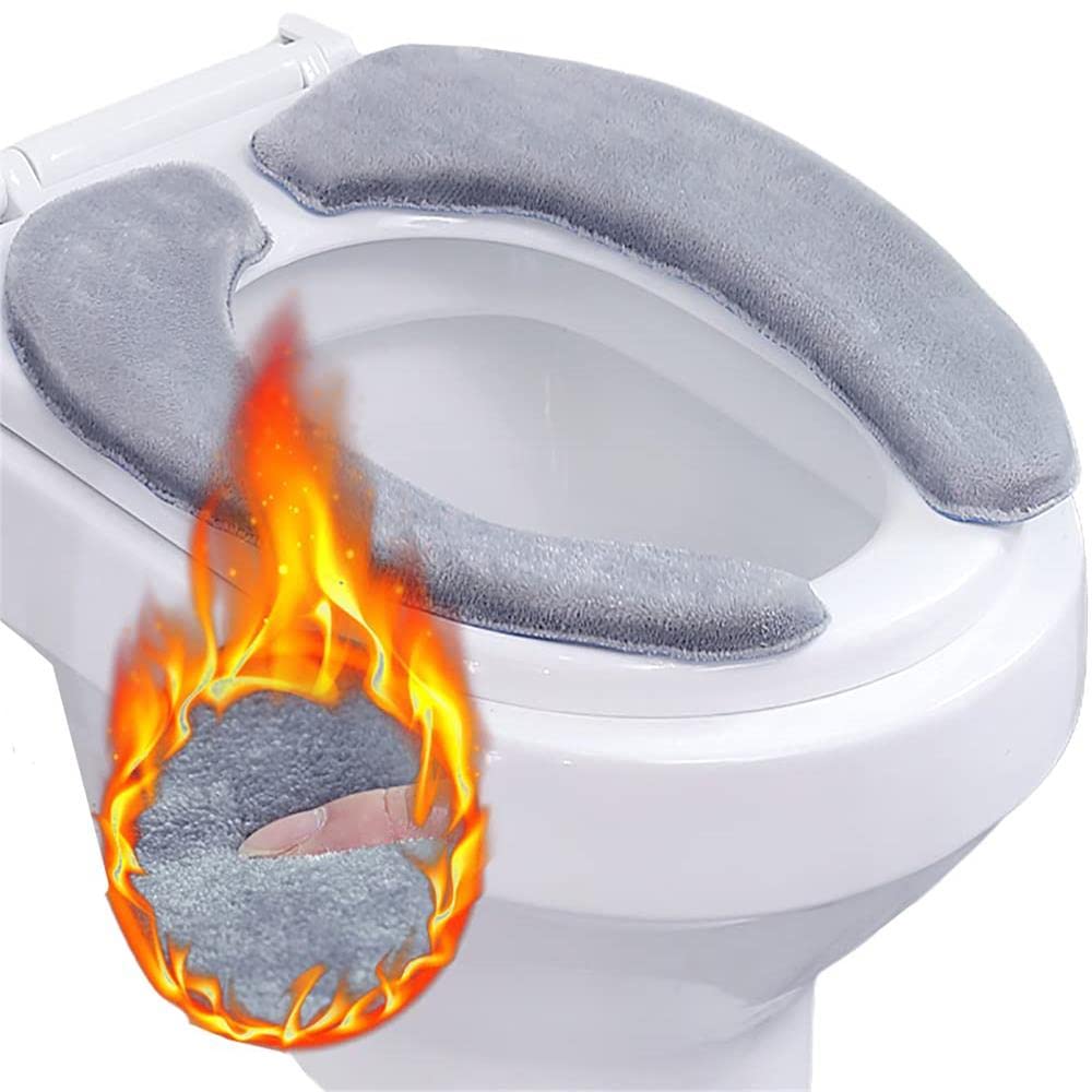 Bathroom Toilet Seat Closestool Washable Soft Warmer Mat Cover Pad Cushion Cover (Grey)