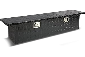 Auto Dynasty 63 Inch Truck Tool Box, Heavy Duty Aluminum Truck Bed Storage Box Organizer with Lock and Keys for Pick Up Truck Bed RV Trailer, 63 (H) x 12 (W) x 14 (D) inch, Black