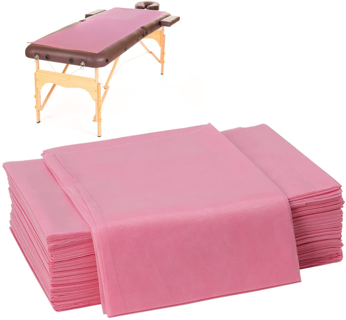 DADAWU Disposable Bed Sheet,Non-Woven Bed Sheet, Extremely Soft Material for Beauty Salon SPA Tattoo Massage Table Hotels,80x180cm,20pcs,Pink