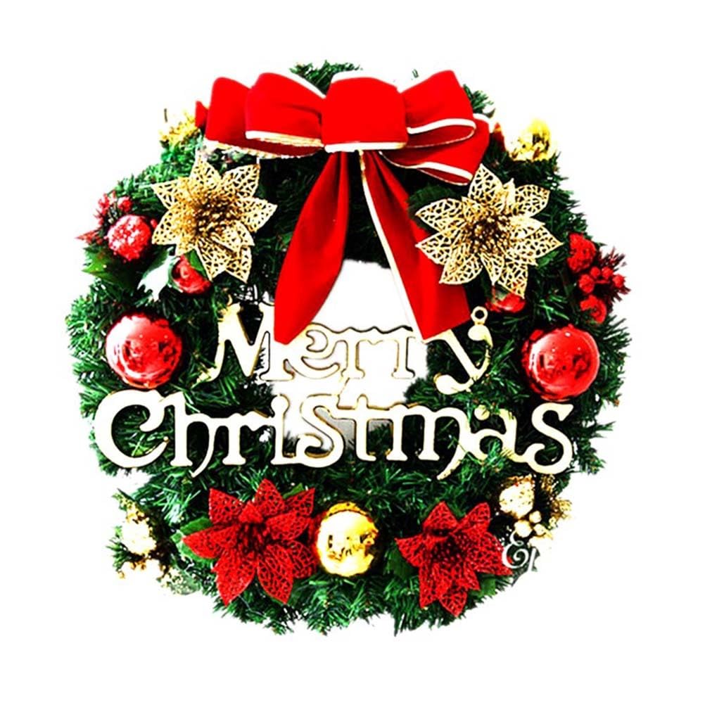 BESTOYARD Christmas Door Wreath Ball Ornaments Window Wall Decorations 30cm