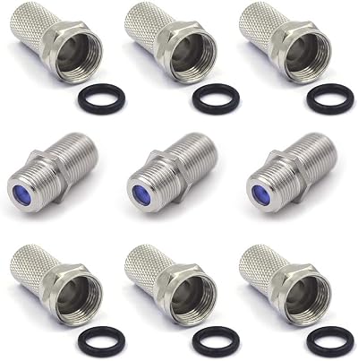 VCE F Connector RG6 7mm 6Pcs F Plugs & 3x Couplers for Coax Cable