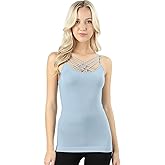 PacificPlex Womens Sleeveless Lattice Seamless Criss-Cross Front Layering Sexy Tops Camisole Cami Tank Top Solid for Women