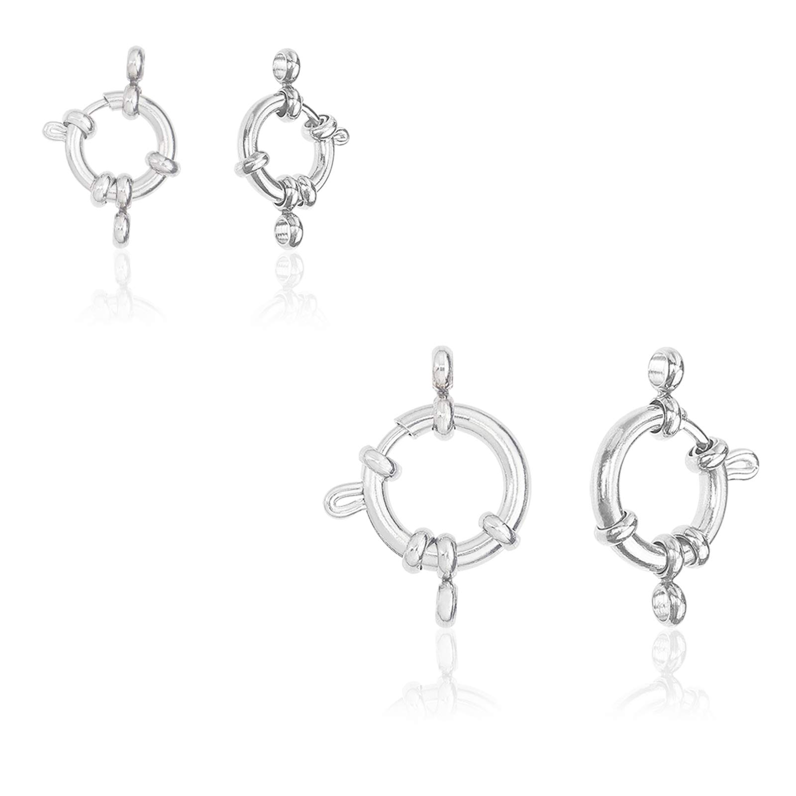 UNICRAFTALE 12pcs Spring Ring Clasps Stainless Steel Spring Ring Clasps 15/18mm Closed Ring Clasps Smooth Surface Clasp Connector Findings for DIY Jewelry Making, Stainless Steel Color
