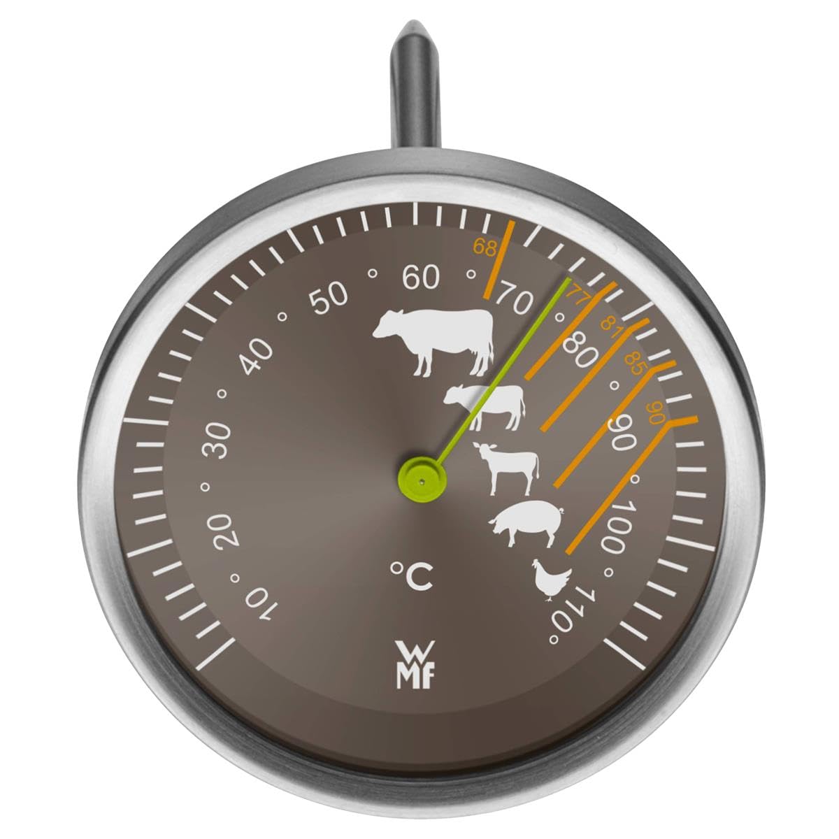 WMF Scala meat thermometer with gradations for the recommended core temperature for beef, veal, lamb, pork and poultry