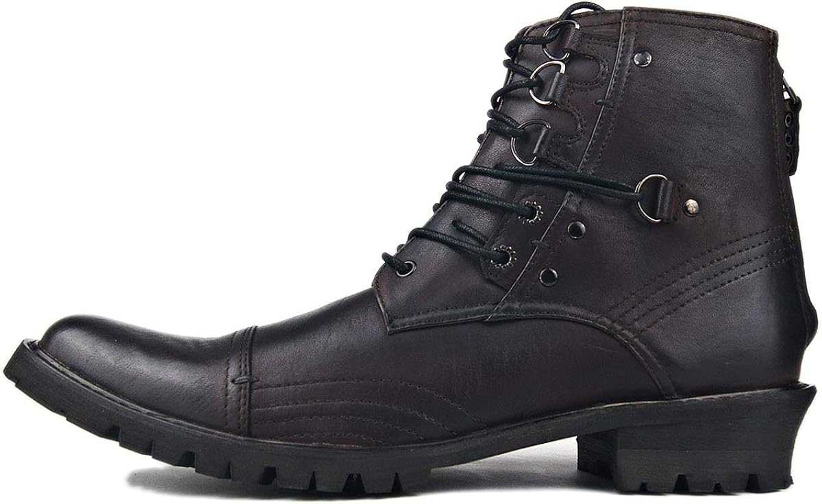 Soulength メンズファッションハンドメイドレザースチームパンクバイクブーツ Sl0051 ブーツ Amazon