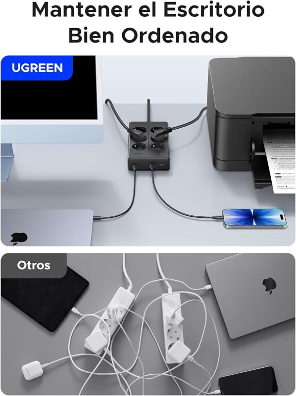 10 EN 1 Regleta Enchufe PD 65W USB C Multiple 6 Tomas AC 3680W 16A — foto 7 de 8
