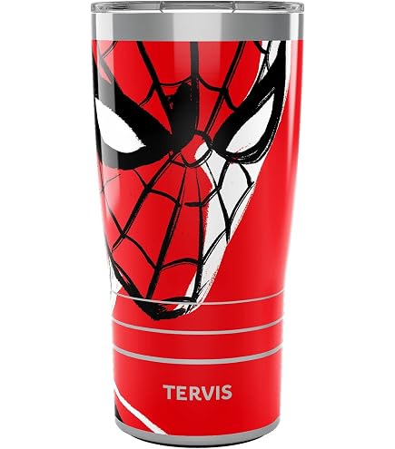Silver Buffalo Marvel Spider-Man Stainless Steel Water Bottle - 25 Oz Tumbler With Lid & Straw | Official Merchandise