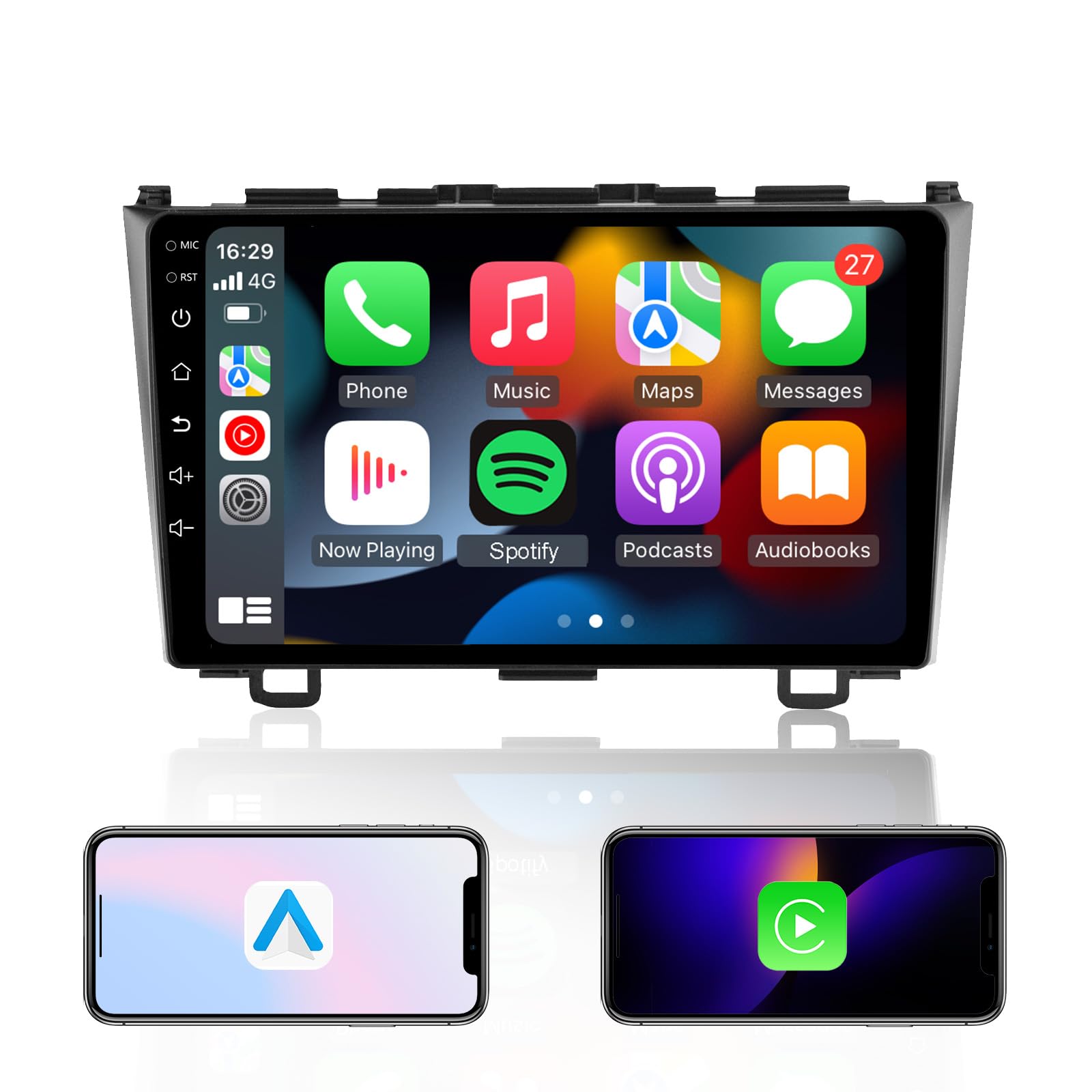 EZoneTronics Android Car Stereo for Honda CRV 2007-2011 with Wireless Carplay Android Auto 9 inch Touch Screen GPS Navigation Bluetooth WIFI USB FM RDS Mirror Link Steering Wheel Control DSP 2G +32G