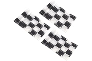 X·CELLENT Checkered Golf Flags with Tube Inserted,8” L x 6”H Mini Putting Green Flags for Yard Indoor Outdoor Backyard Garden, 420D Nylon Pin Flag (Black/White,3sets)