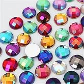 12mm 200pcs AB Colour Jewel Gems Round Flat Back Rhinestones, Reticulated Circle Gem Jewels for Crafts, Acrylic Gemstones for Crafting, Face Art Stones DIY, Costume Making Deco (Mixed AB)