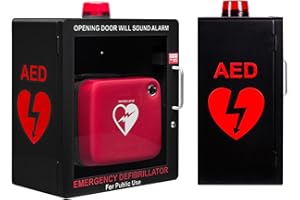 OVERDOSE KITS AED Defibrillator Wall Mount Cabinet | Optional Alarm & Lock | Durable Steel Frame | Fits Most Brands of AED's for Public Spaces or Home (Black)(AED NOT INCLUDED)