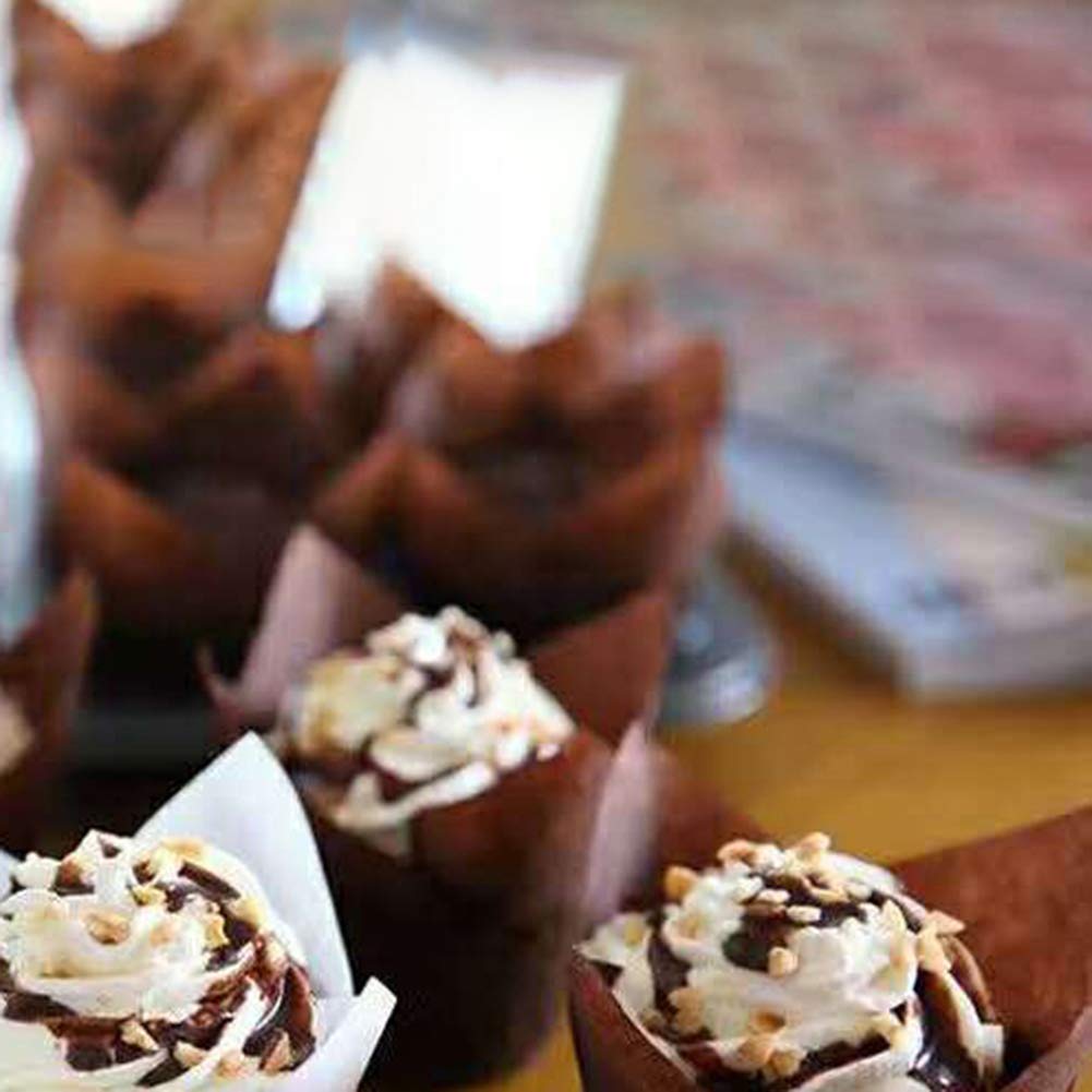 Lsgepavilion Lot De 50 Moules A Gateau En Forme De Tulipe En Papier Pour Muffins Resistant Aux Temperatures Elevees Et Non Collant Patisserie Ustensiles A Patisserie Dwteam In