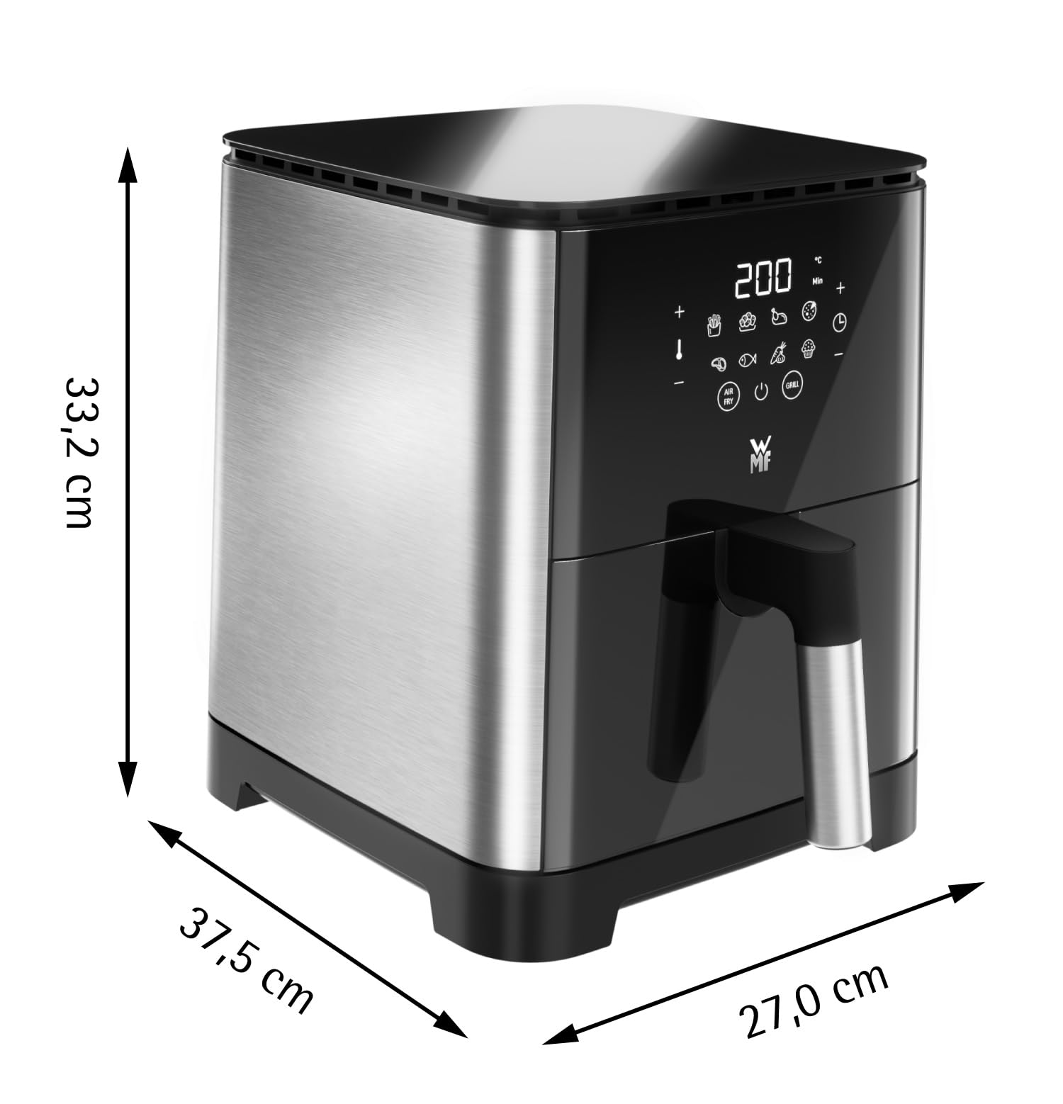 WMF Multi Taste Heißluftfritteuse, Airfryer, 1550 W, 4,6l für 2-4 Personen, gesundes Frittieren, Dörren, Grillen, Heissluftfriteuse mit 8 Programmen, 4,6 LIter Air Fryer, schwarz 5