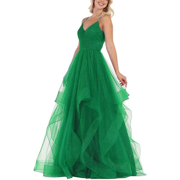 slim fit dress slacks Glitter-Tulle Colette Long Prom Ball Gown main image 1