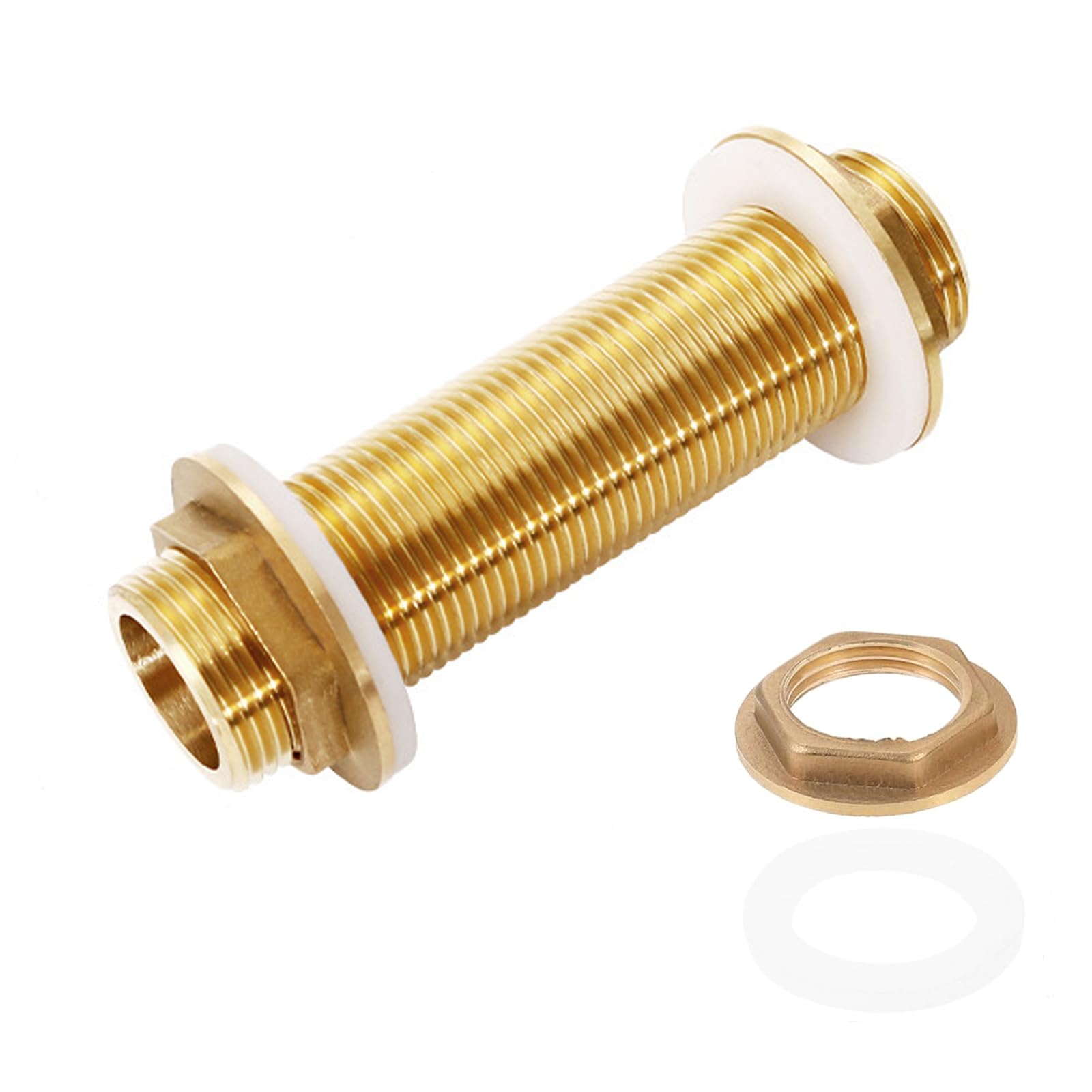 G3/4 Brass Bulkhead Fitting, Brass Tank Bushing Fitting, Hose Adapter, Male Threaded with Silicone Seals, 100mm, for Water Tank, Water Tap