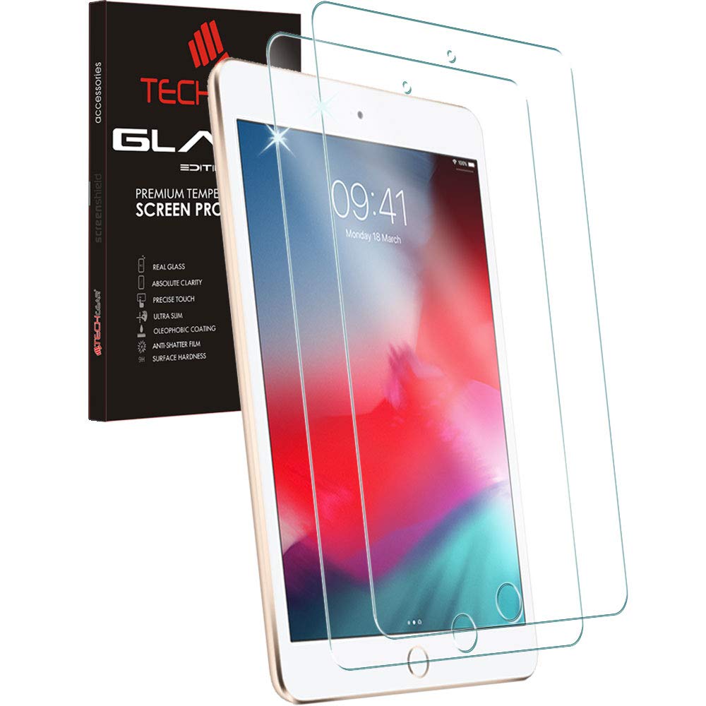 TECHGEAR 2 Pack of GLASS Edition Screen Protectors for iPad Mini 5 2019, Tempered Glass Screen Protector Covers [2.5D Edge] [9H Hardness] [Crystal Clarity] [Scratch-Resistant] [No-Bubble]