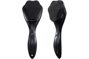 Silicone Face Scrubber Exfoliating Brush 2 Pack for Men, Beomeen Manual Handheld Facial Cleansing Brush Blackhead Scrubber, Soft Bristles Waterproof for Face Skincare, Black