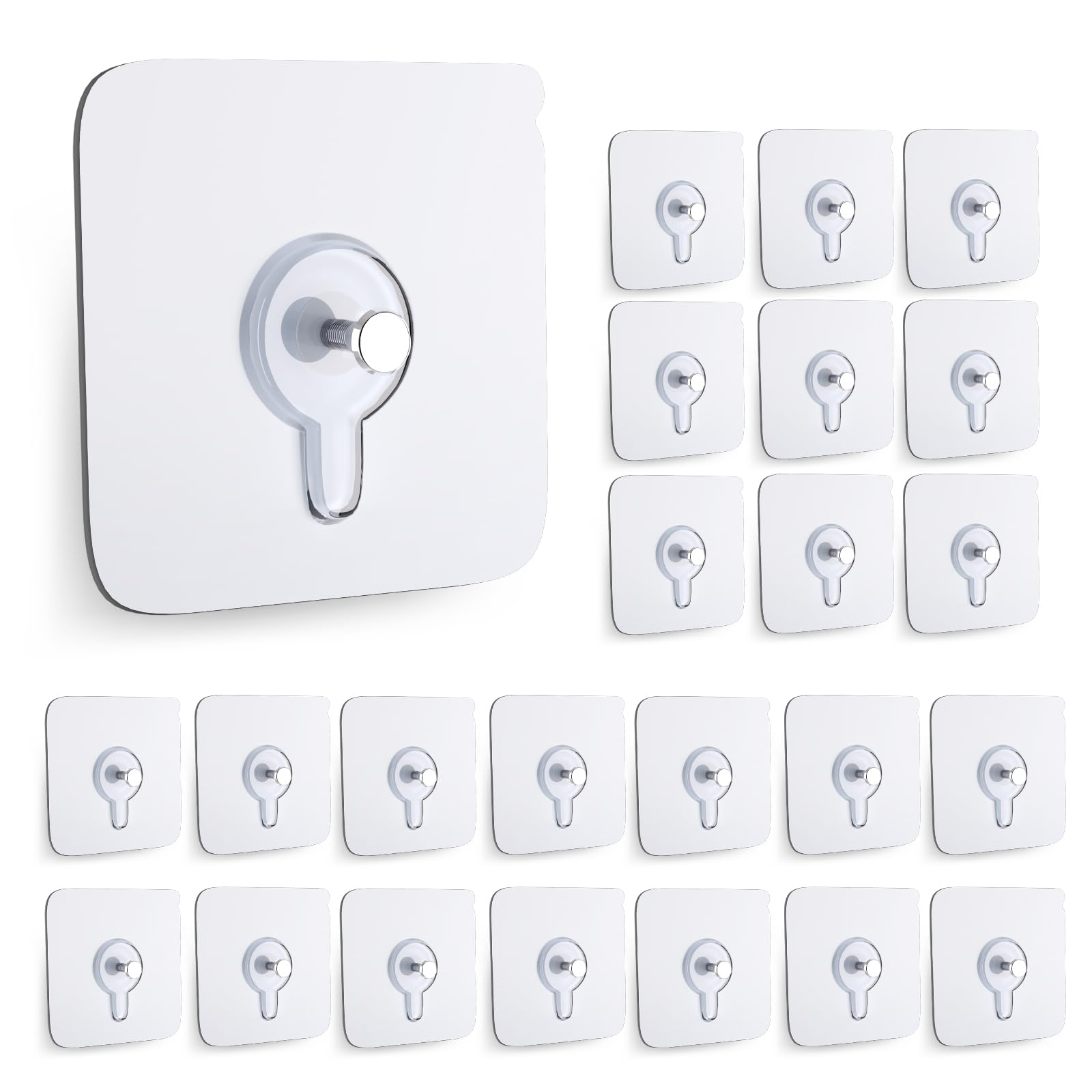 Photo 1 of 24PCS Picture Hangers Without Nails, Wall Hangers Without Nails, Adhesive Wall Hooks, to use Inside Kitchen, Bathroom, Home and Office (8mm)