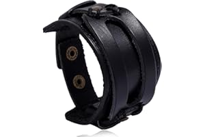 Pitmmord Punk Rock Adjustable Small Wristband Faux Leather Arm Band Cuff Bracelet