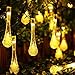 Icicle Solar Christmas String Lights, 15.7ft 8 Light Modes 20 LED Water Drop Fairy String Lighting for Outdoor & Indoor, Home, Patio, Lawn, Garden, Party, and Holiday Decorations (Warm White)