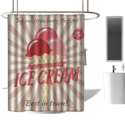 Shower Curtain Liner Ice Cream Vintage Style Sign With Homemade