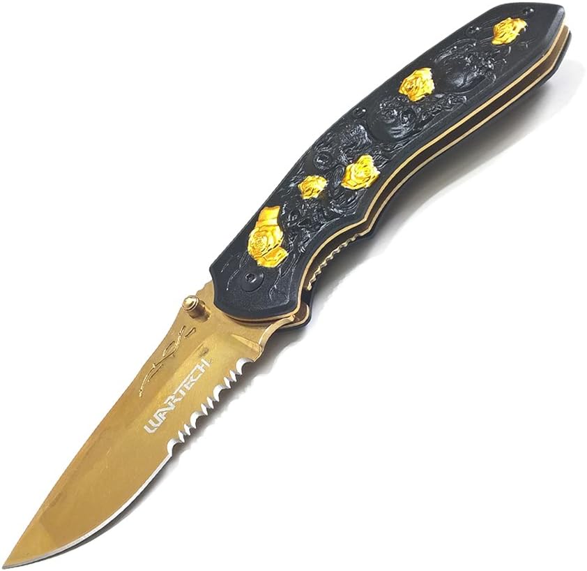 Pocket Knife - Skull & Rose 2GS Series (Gold & Black)