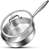 EWFEN Tri-Ply Stainless Steel Frying Pan 3QT, 10 Inch Deep Frying Pan with lids, Skillet, Induction Cooking Pan, Dishwasher and Oven Safe, Fast & Even Heat, Heavy Duty and Detachable Handle