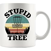 Panvola Stupid Tree Disc Golf Gifts Funny Disc Golf Player Gifts For Dad Mom Grandpa Grandma From Son Daughter Husband Wife Novelty Drinkware Ceramic Mug (White, 11 oz)