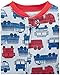 Simple Joys by Carter's Baby Boys' 3-Pack Snug Fit Footed Cotton Pajamas, Blue Firetruck/Grey Stripe/White Dinosaur, 18 Months