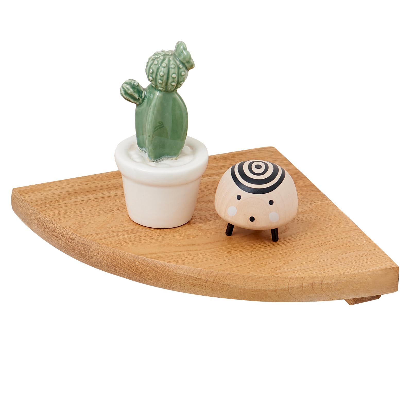 TREOAKWIS Corner Shelf - Solid Oak Wood Floating Corner Shelves Wall Display for Bedroom Decor, Living Room, Small Spaces (30 cm / 12 inches)