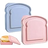 hinbkenla 2pcs Sandwich Containers,Sandwich Box,Sandwich Containers For Lunch Boxes,Sandwich,Reusable Toast-Shaped Lunchbox, Bpa-Free Plastic Food Storage With Lid For Family Adult For Office,Camping