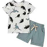 Tepuce Toddler Baby Boy Clothes Boys Summer Outfits Dinosaur T-Shirt & Shorts Set 12 Months-5T